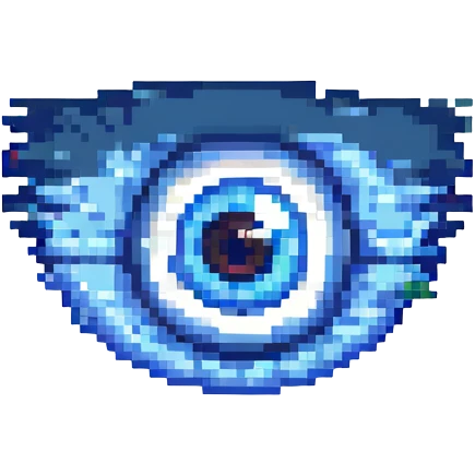 blue eye, simple and clear, pixel art style emoji