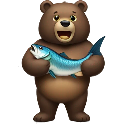 strong bear man eating a fish emoji