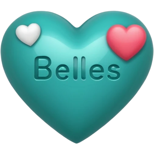 Teal heart with Belles with Balls wording emoji