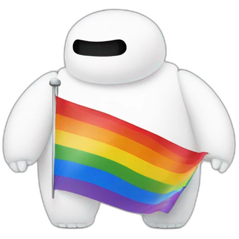 Baymax with a gay pride flag emoji