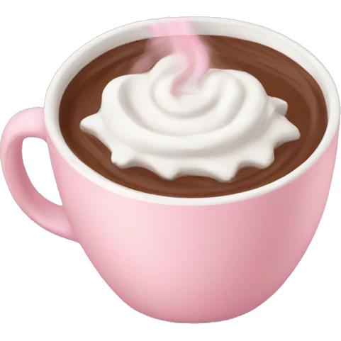 hot cocoa in a pale pink cup  emoji