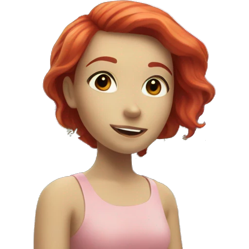 red haired girl next to aquarium emoji