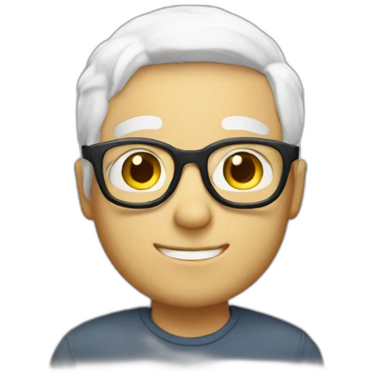white hair with glasses boy emoji