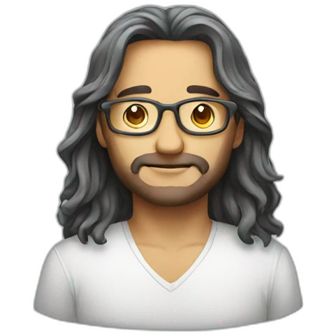 long hair man with glass emoji