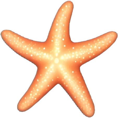 A glowing starfish (⭐) with soft lines that radiate outward, surrounded by a calming swirl of ocean waves emoji