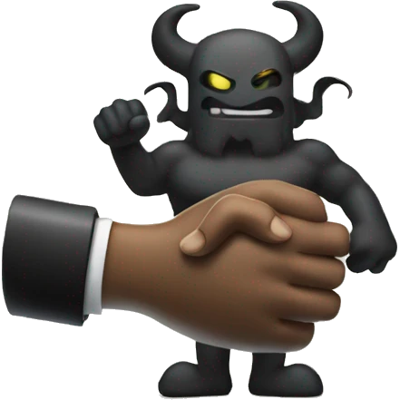 Shaking  hand with demon emoji