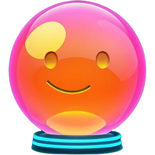 🎱, minimalistic transparent glass 3d neon glowing emoji