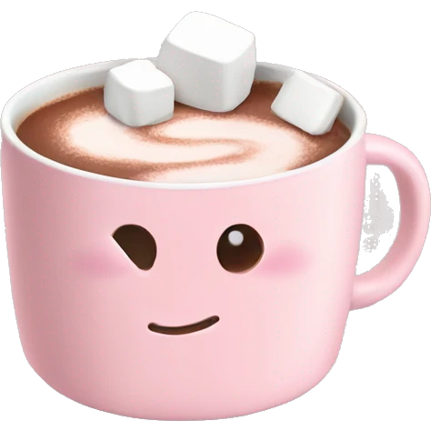 Light Pink mug of hot chocolate with marshmallows  emoji