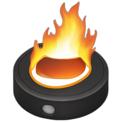 hockey puck in fire emoji