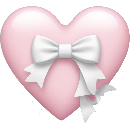 Pastel pink heart with white bow emoji