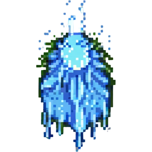 pixel art sweat drop mid-splash, with animated-looking droplets and motion lines emoji