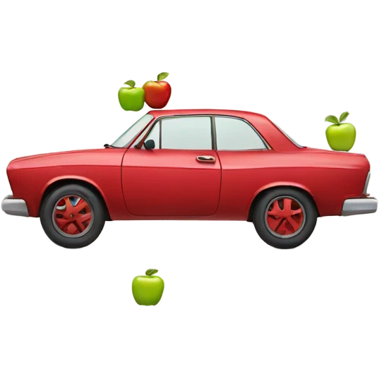 Car with apples for tires emoji