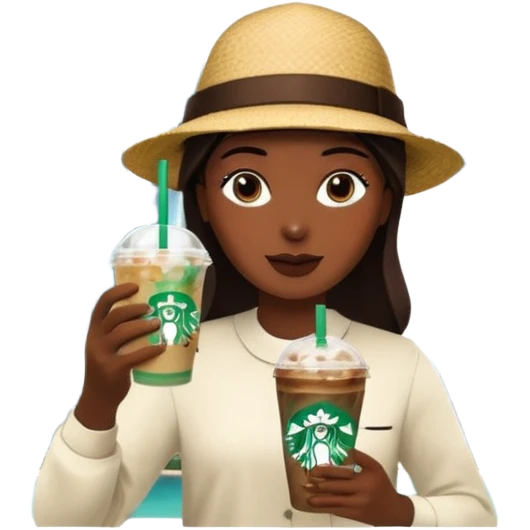 Starbucks iced coffee with Dubai chivalry bar with green filling and burn Khalifa  emoji