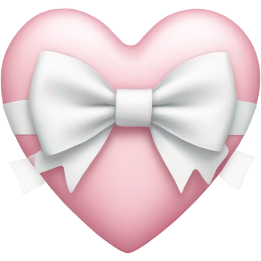 Pastel pink heart with white bow emoji