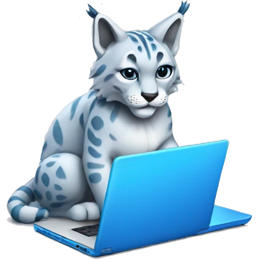 A blue lynx with a laptop emoji
