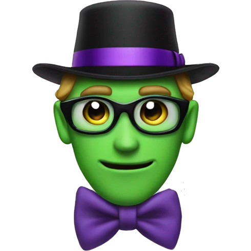The riddler, purple mask and bowtie, black "?" on hat emoji