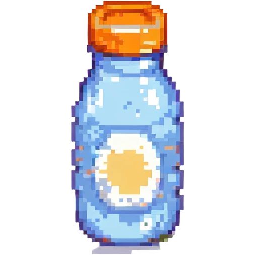 pixel art baby bottle containing milk with orange lid emoji