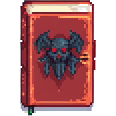 red cursed book with dark aura emoji