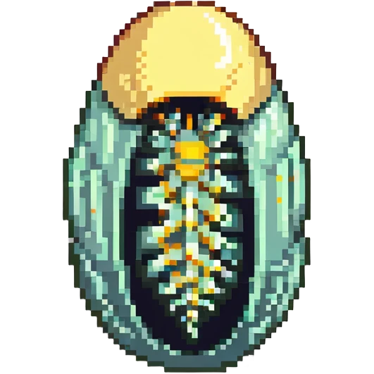 MRI parasitic embryo, digital, fetal small shape, eerie, horror, pupa, crystalis, in-utero, sea-life, siphonophore, polyp, Cnidaria, within egg, metamorphosis emoji