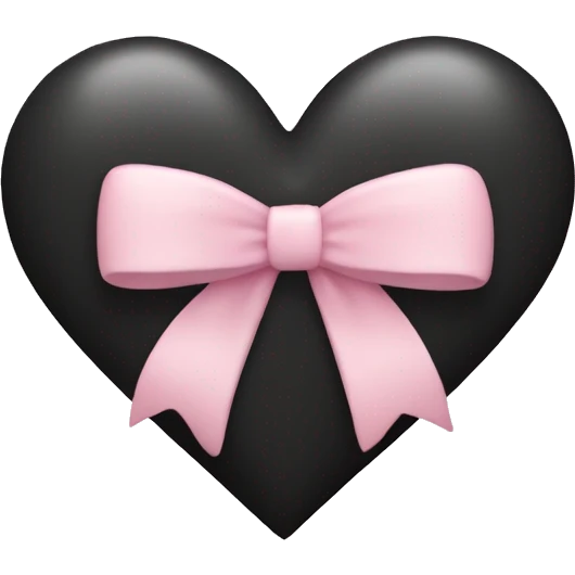 Black heart with light pink bow on the right emoji