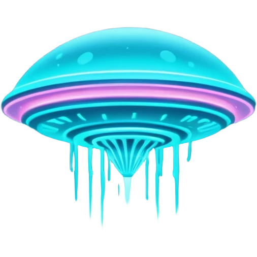 extraterrestrial futuristic otherworldly cyan bioluminescent neon-glowing aesthetic scenery emoji