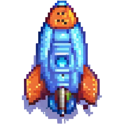 retro rocket ship pixel art emoji
