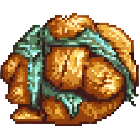 a caramel croissant, pixel art style emoji