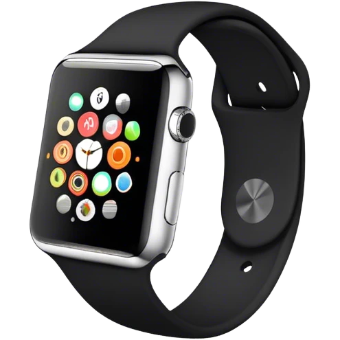 Apple Watch with a black band on an angle emoji
