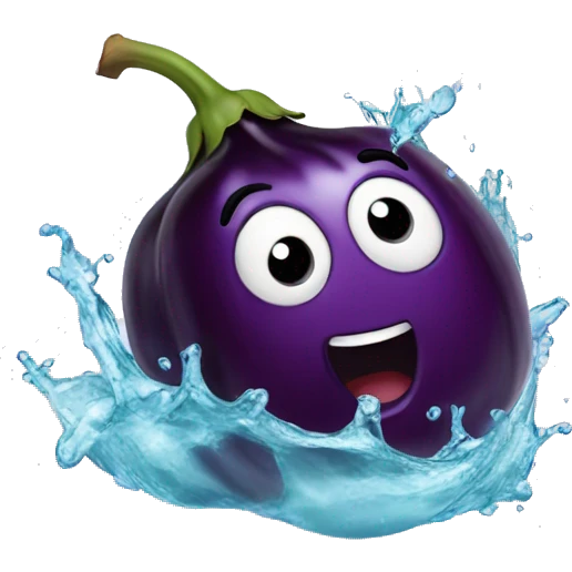 Aubergine splashing water emoji