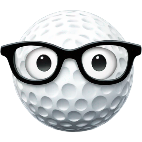 Golf ball wearing thick black nerd glasses emoji