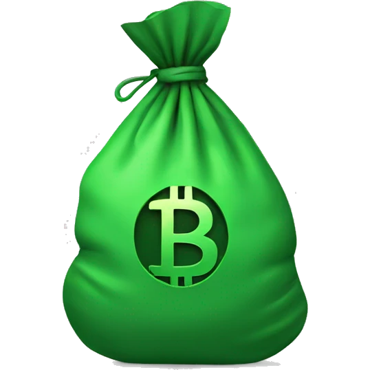 Money bag with green bitcoin cash sign emoji