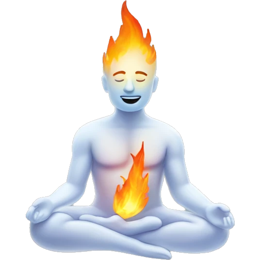 Create an emoji with a ice man meditating in fire emoji