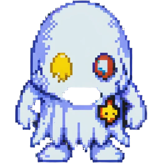 Pacman ghost character, 8-bit style emoji