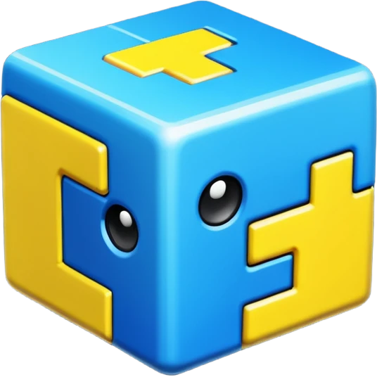A basic geometry dash cube with default colors with no background emoji