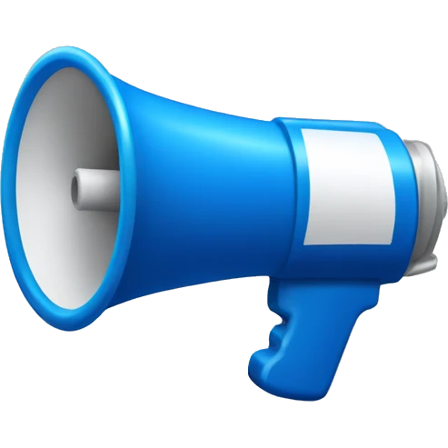 Flat blue megaphone emoji