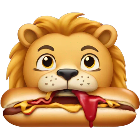 Lion eating hotdog emoji