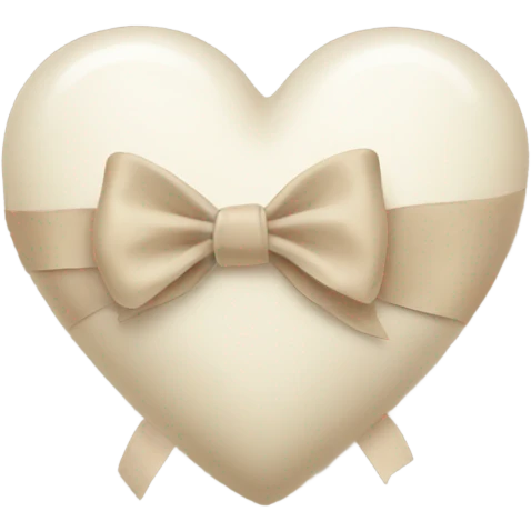 white heart with beige bow emoji