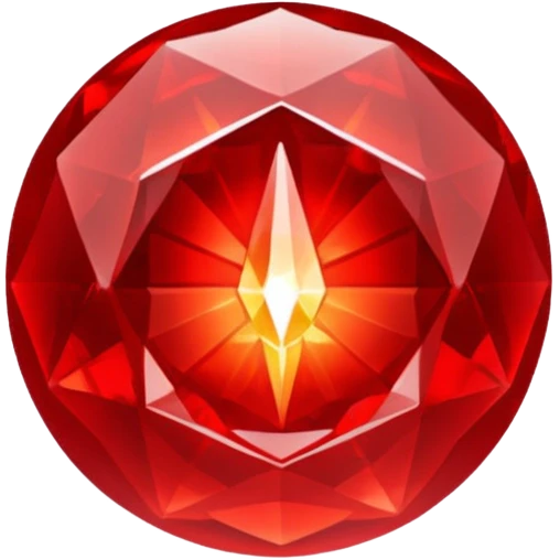 Red crystal with a red glow coming from its center. In the center of the crystal a $ emoji