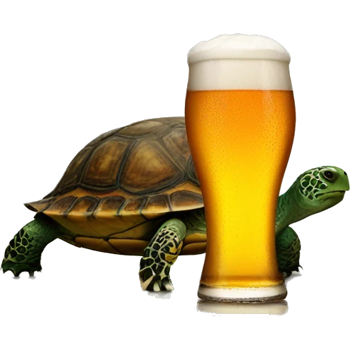 beer next to a turtle on its back emoji