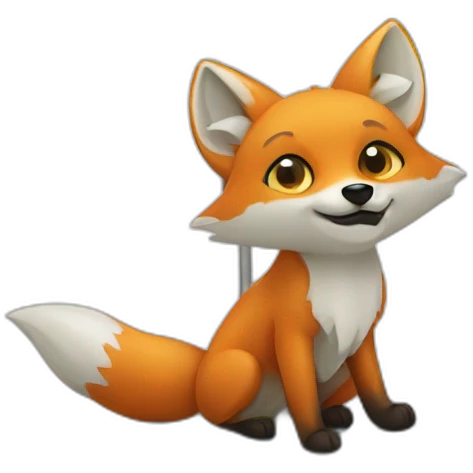 fox fenek under a beach umbrella emoji