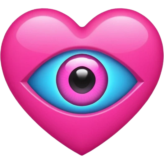 A neon heart with a eye in the center emoji