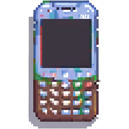 Make the phone PNG with a transparent background, keep Minecraft pixel art style. emoji