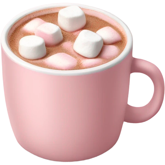 Light Pink mug of hot chocolate with marshmallows  emoji