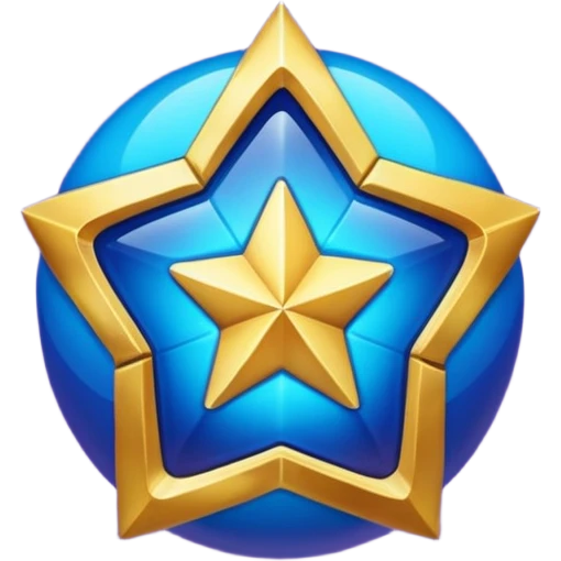 Uma esfera translúcida com reflexos roxos e azuis envolve uma estrela dourada brilhante no centro, criando um visual etéreo e futurista emoji