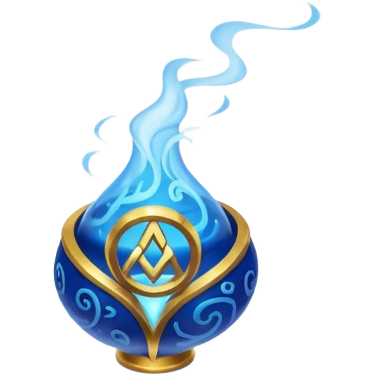 magical object blue magic mist swirl around with ancient symbol emoji