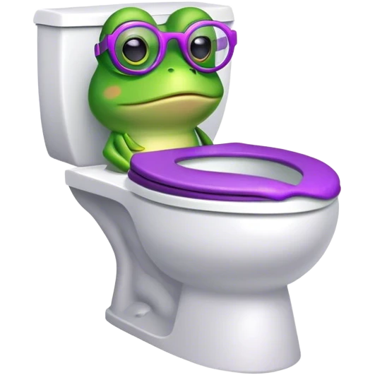 toilet with frog wearing purple glasses inside  emoji
