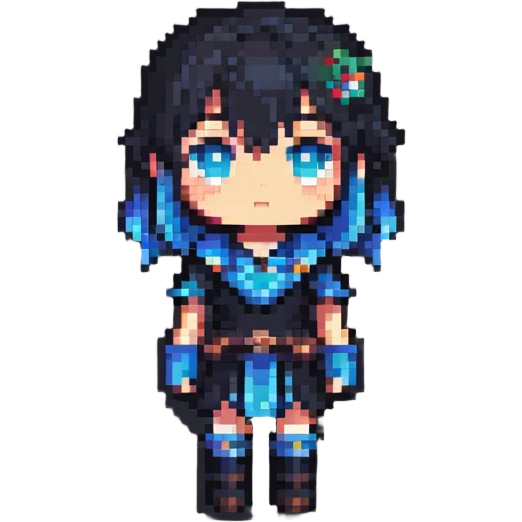 Aether from Genshin Impact in pixel art style, chibi proportions emoji