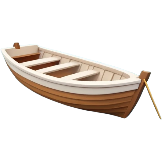 A 3D cartoon small boat floating on estuary water, with nearby reeds and horizon in view, bright lighting, photo frame with border, Memoji-style. emoji