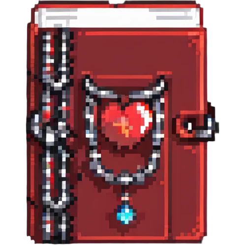 red book with dark aura and chains pixel art emoji