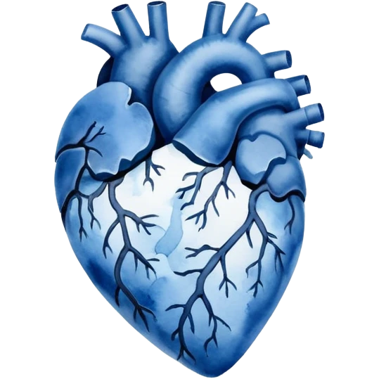 minimalist watercolor heart icon, monochromatic blue washes, soft bleeding edges, on textured white paper, anatomically inspired shape, serene and emotional, perfect for app icon, transparent background, flat lay --style raw --stylize 150 emoji